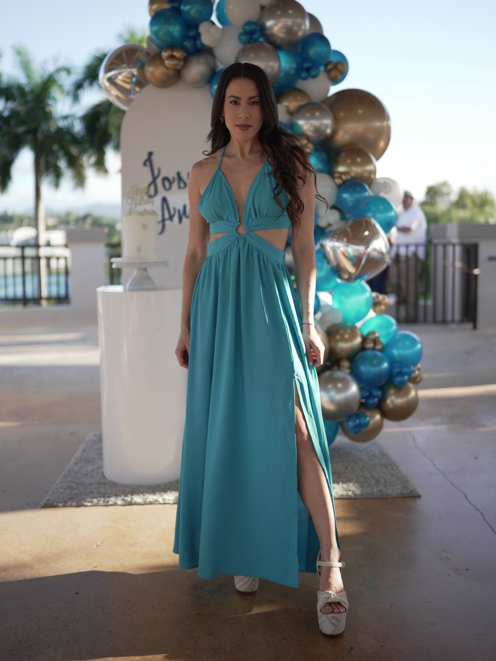 Turquoise Halter Maxi Dress